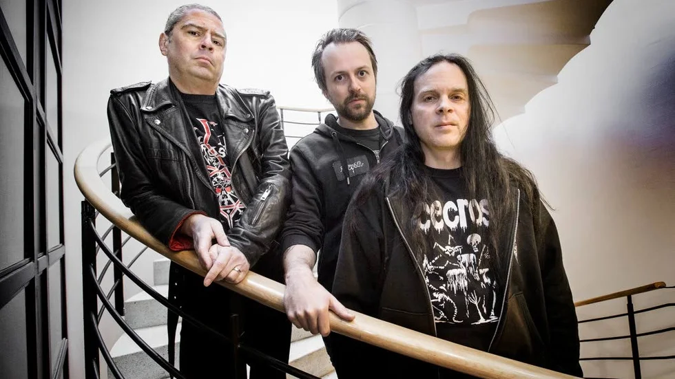 Stefan Pettersson med bandkollegorna Påhl Sundström och Daniel Ekeroth på en bild tagen i november 2017.