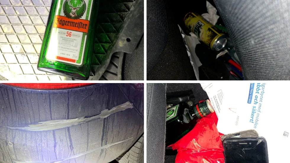 Efter vansinnesfärden på E4 hittade polisen tomma spritflaskor och ölburkar i mannens bil.