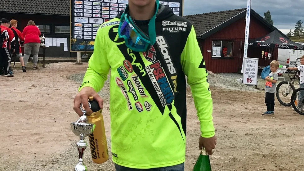 Rasmus Andersson, Vimmerby MS, kom tvåa i båda finalheaten och trea i totalen i Vrigstad. Foto: Privat