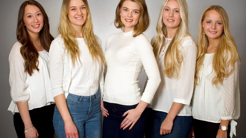 Fr. v. Emelie Carlsson, Adela Johansson, Alicia Rotebäck, Emelie Karlsson och Melinda Svensson. Foto: Thornbergs Foto, Vimmerby