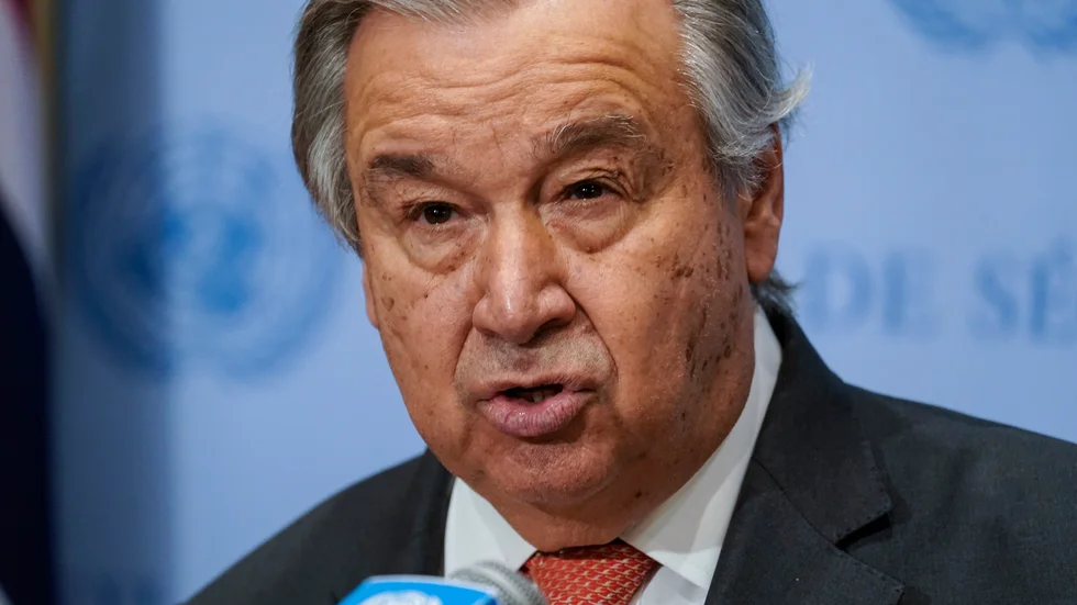 FN:s António Guterres generalsekreterare uppmanar Ryssland och Ukraina att stoppa striderna och sätta sig vid förhandlingsbordet. Arkivbild.