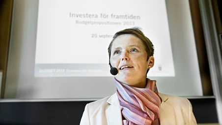 Anna-Karin Hatt presenterade budgeten i Uppsala.