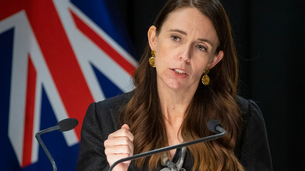 Nya Zeelands premiärminister Jacinda Ardern vid en presskonferens i mars.