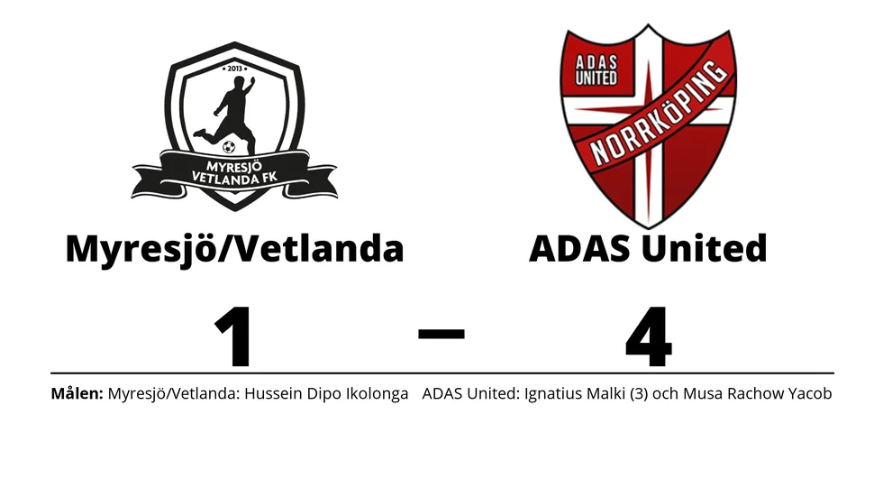 Myresjö/Vetlanda FK förlorade mot Adas United IF