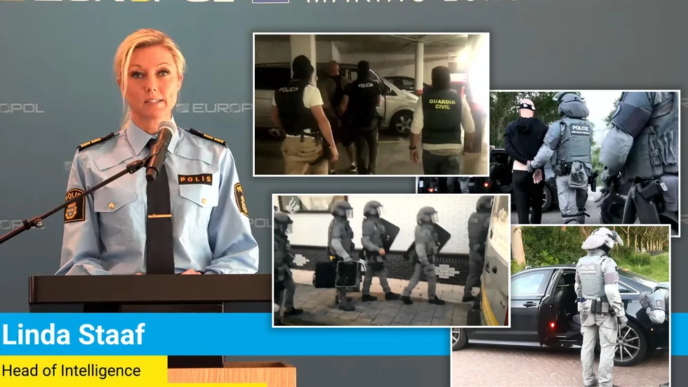 Linda H Staaf, chef för svenska polisens underrättelseenhet, deltog vid presskonferensen från Europols högkvarter i Nederländerna. 