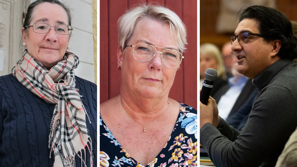 Caroline Unéus (M), Maj Bergendahl (S) och Kaveh Moazzez (M) är oense om hanteringen av detaljplanen.