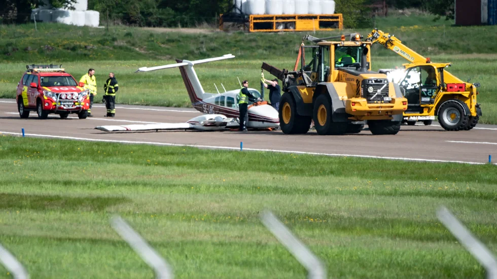 Ett tvåmotorigt propellerflygplan av typen Beech|76 havererade på Malmö Airport på onsdagen.