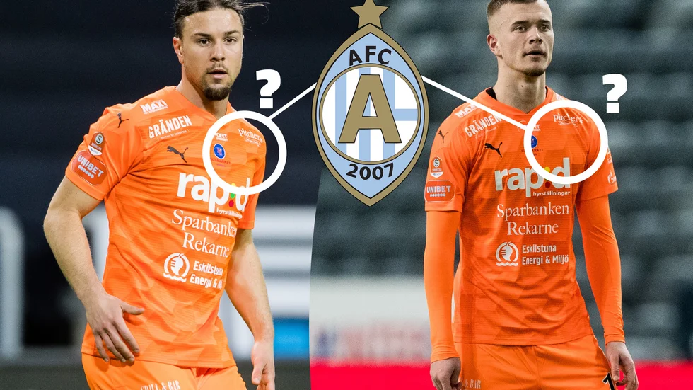 AFC-nyförvärven Karim Mammar och Alexander Ahl Holmström saknar båda ett klubbmärke på sina matchtröjor.