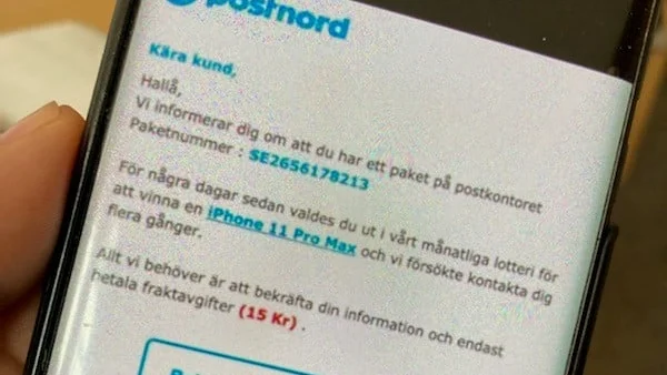 Så här kan ett falskt meddelande se ut.