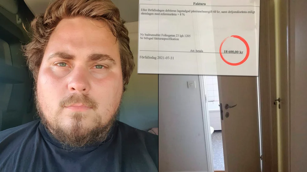 Pappdörren in till badrummet gick sönder och hyresvärden satte dit en ny dörr. Nu krävs hyresgästen Pontus Holm på 18.600 kronor. "För mig är det mycket pengar", säger han.