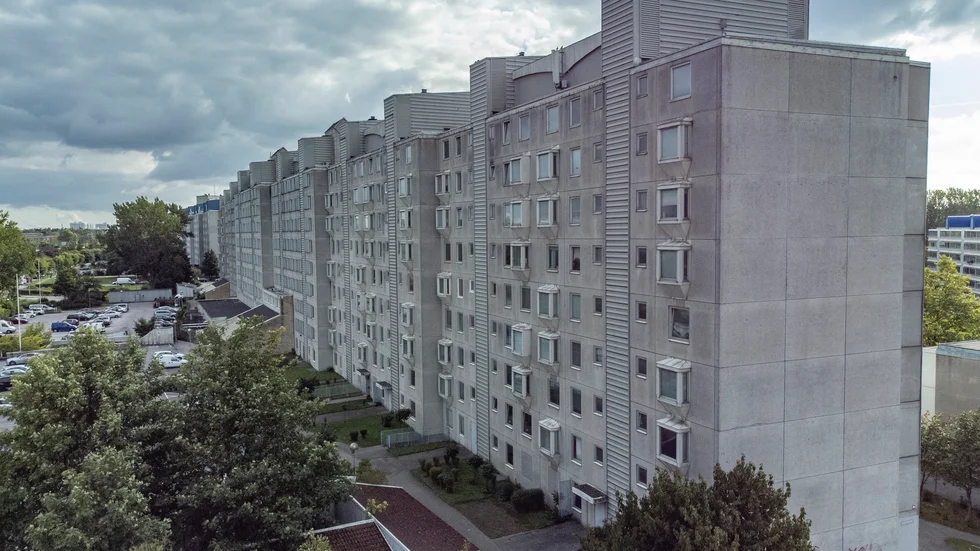 Fastigheten "Kinesiska muren" på Thomsons väg på Rosengård i Malmö. Arkivbild.