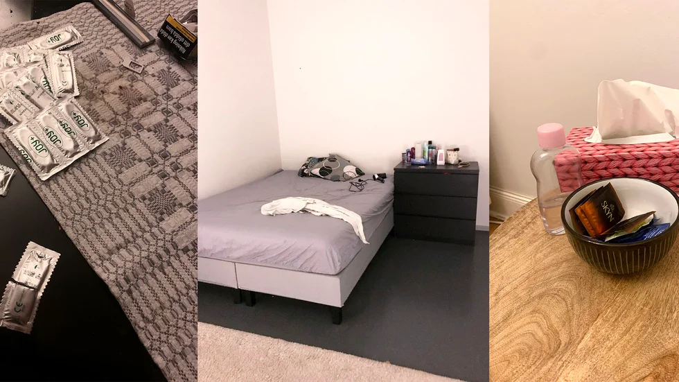Bilder från polisens tillslag mot lägenhetsbordeller under den så kallade insats torsk under våren 2020.