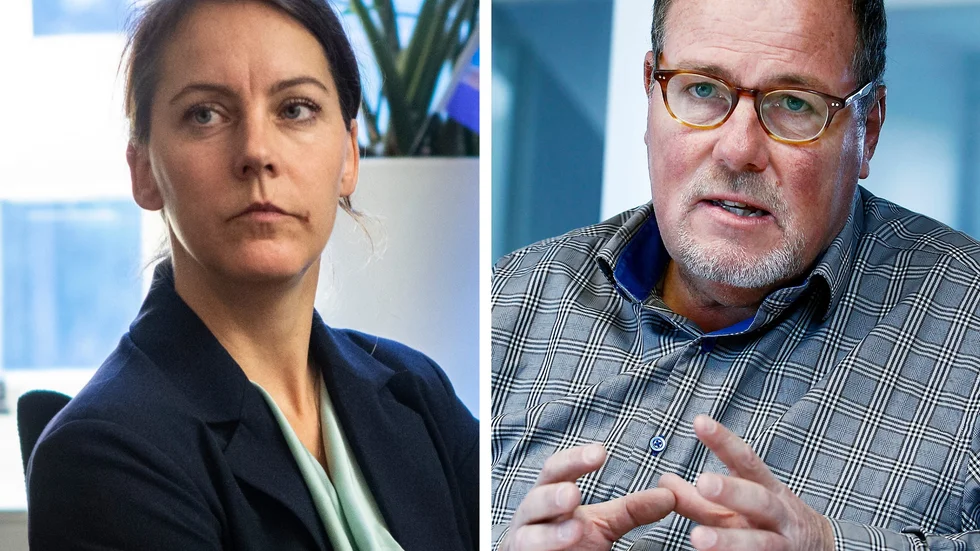 Annelie Almérus (M) och Johan Andersson (S) är inte helt överens om regeringens budgetförslag.