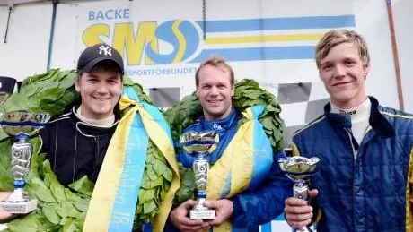 Vinnartrion i back-SM från Tjust MK, Johan Karlsson, Magnus Johansson och Tommy Johansson.