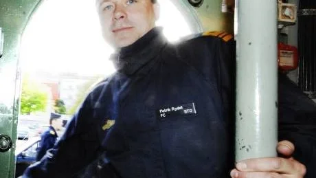 Patrik Rydell är fartygschef på HMS Stockholm som la till i Västervik på tisdagskvällen. Foto: Ellen Kindstrand