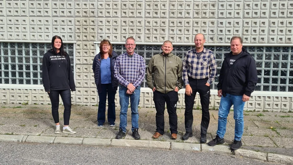 Annika Storck, administratör Allmänningen, Britt-Marie Lindgren, ordförande Allmänningen, Sven Stenvall, ägare Stenvalls såg, Ola Holmgren, SCA, Hans Renberg, Sveaskog och Robert Grimm, förvaltare Allmänningen.