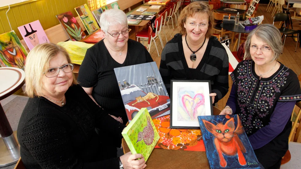 Konstnärsgruppen Nalta Art har vernissage nu på lördag. Från vänster, fyra av medlemmarna: Annsofhie Wiklund, Ingegerd Öhlund, Anette Vester och Lena Wiklund.