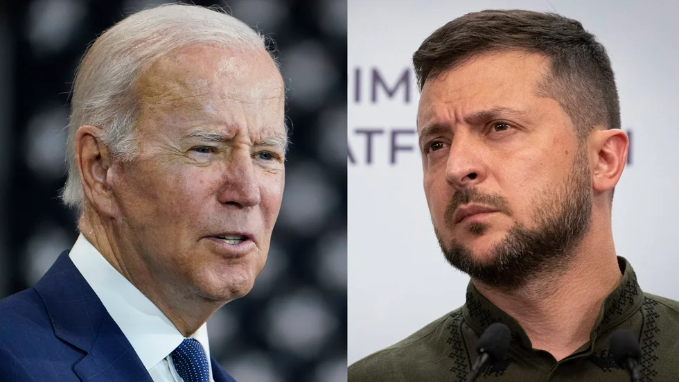 USA:s president Joe Biden och Ukrainas president Volodymyr Zelenskyj. Ukrainas ledare är under onsdagen på besök i Washington DC. Arkivbild.