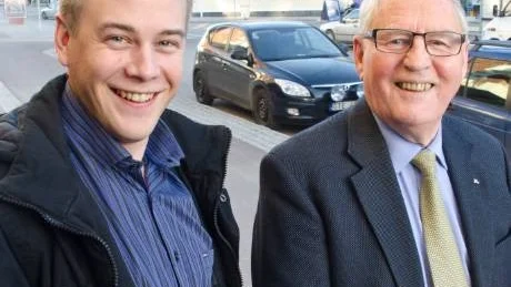 Foto: Håkan Zerpe
MOT STADSHUSET. Daniel Rönnbäck och Olle Lindström delar på gruppledaransvaret i fullmäktige fram till nästa val. Då hoppas duon att en väg till stadshuset ska ha öppnat sig.