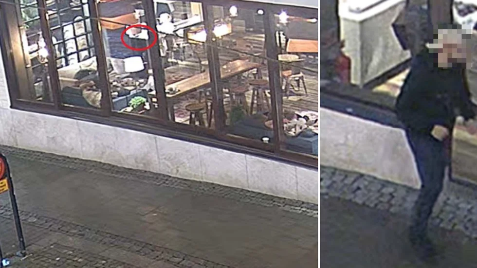 Här syns mannen på Drottninggatan strax för stölden.