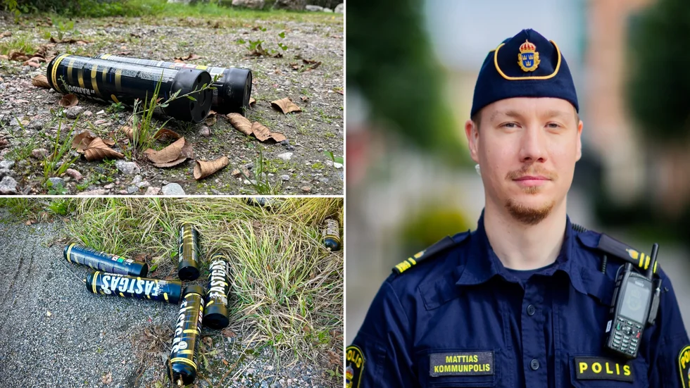 Kommunpolis Mattias Klingström konstaterar att lustgas inte är något enormt problem i Katrineholm, men att även polisen stöter på de tomma tuberna. 