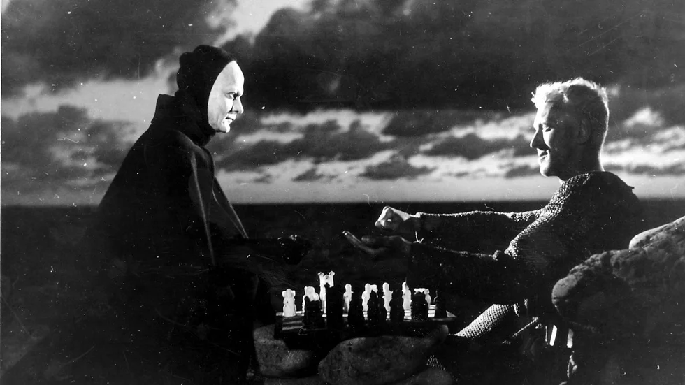 Bengt Ekeroth och Max von Sydow i "Det sjunde inseglet". 