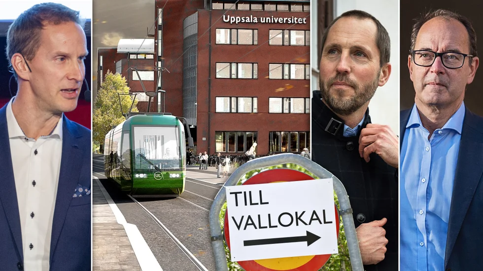 Tomas Stavbom, Erik Pelling och Stefan Hanna. Bildmontage inför folkomröstningen om spårväg.