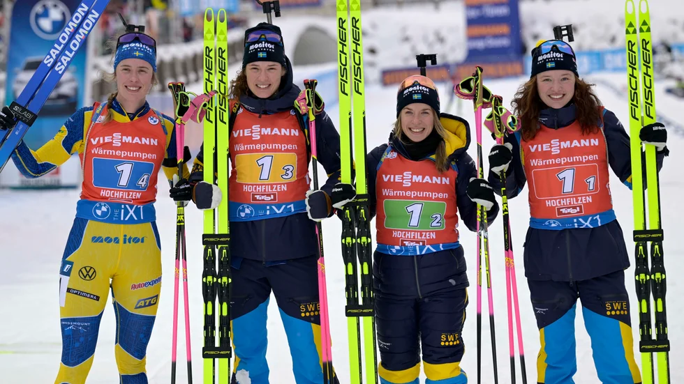 De svenska tvåorna Elvira Öberg, Hanna Öberg, Anna Magnusson och Linn Persson.