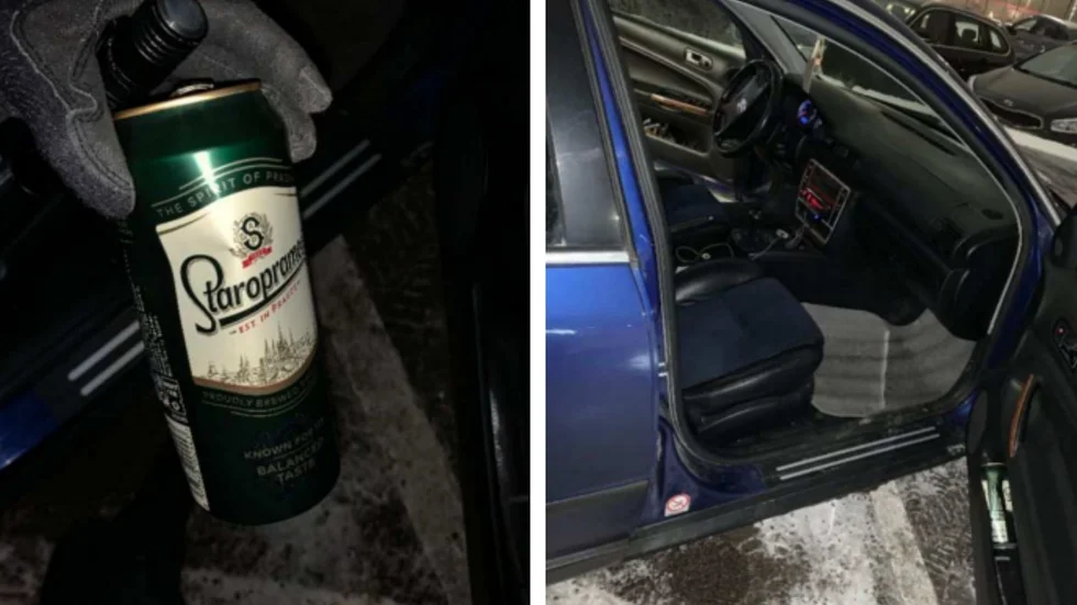 I bilen som 33-åringen körde hittade polisen en ölburk. (Bilderna är hämtade ur förundersökningen.) 