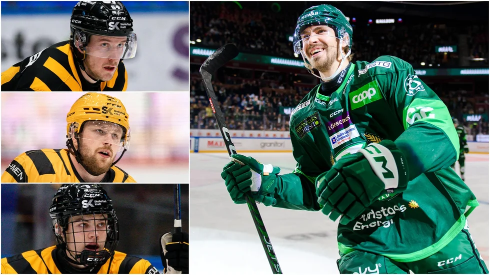 Färjestads succéback August Tornberg (och till vänster Jonathan Pudas, Oskar Nilsson, Axel Sandin Pellikka) är fyra av sex norrbottningar I SHL.