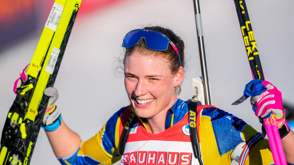 Hanna Öberg efter VM-guldet i distansloppet.