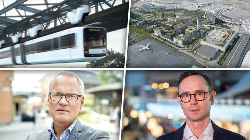Olov Holst (M), kommunstyrelsens ordförande i Sigtuna kommun och Robert Pletzin, presschef Swedavia. Både kommunen och Swedavia är överrens om detaljplanen för området där Sky City ska byggas ut. Planen har dock överklagats av Arlandabanan.