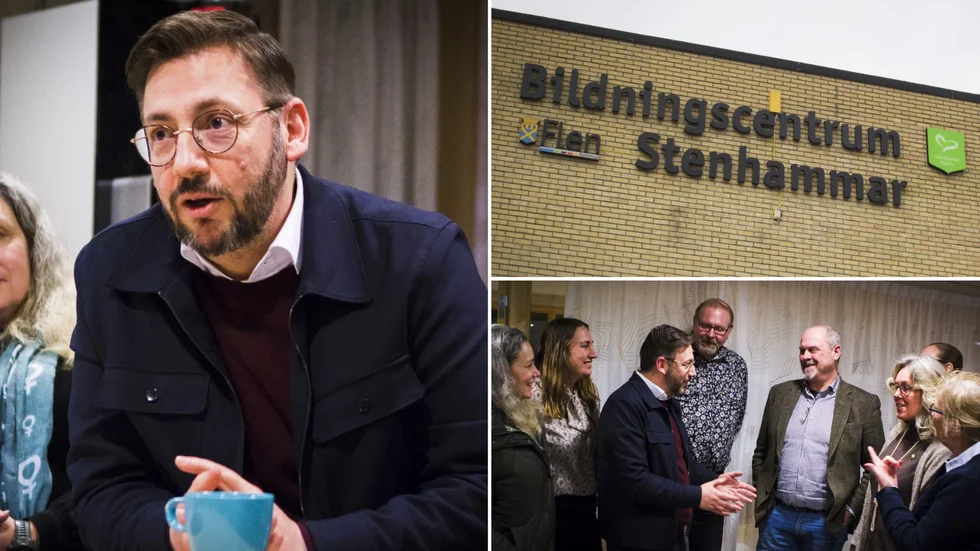Muharrem Demirok (C) besökte Stenhammarskolan i Flen i fredags förra veckan.