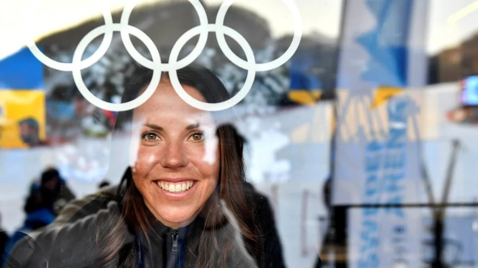 Pyeongchang 20180208 Charlotte Kalla på torsdagens presskonferens inför hennes start i vinter OS i Pyeongchang med lördagens skiathlon.  
Foto: Anders Wiklund / TT / kod 10040 
*** Bilden ingår i SPORTPAKET. För övriga BETALBILD ***