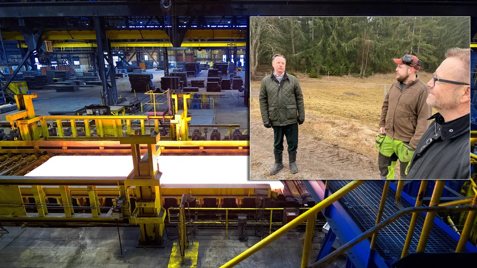 Stefan Eriksson har polisanmält Vattenfall för intrång vad gäller SSAB:s kraftledning. Här tillsammans med brorson Niklas Wennberg Eriksson och bror Anders Eriksson.
