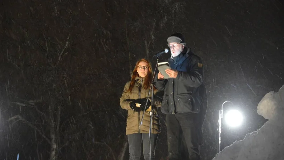 Filmpoet. Claes Ljungmark läste en dikt, om Arjeplog som han skrivit själv, vid invigningen av filmfestivalen.