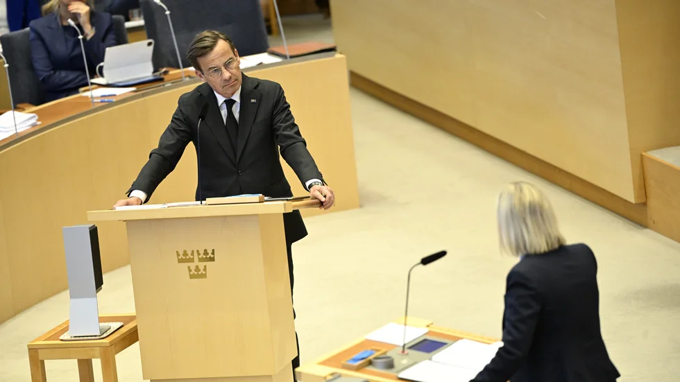 Statsminister Ulf Kristersson (M) och Magdalena Andersson (S) återkom till SD och trollfabrikerna under onsdagens partiledardebatt.