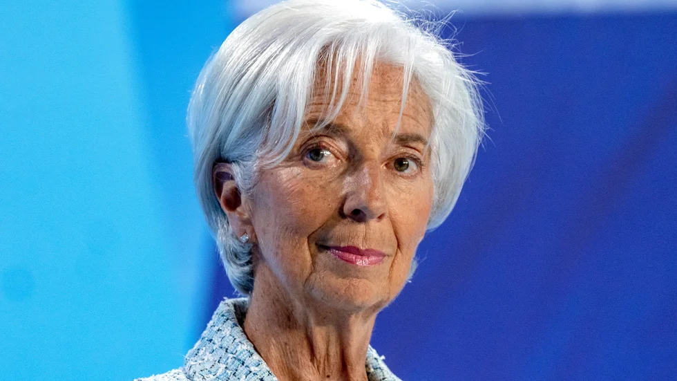 Räntebesked från Europeiska centralbanken (ECB), med chefen Christine Lagarde. Arkivbild