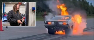 Motorprofil från Luleå i dramatisk bilbrand
