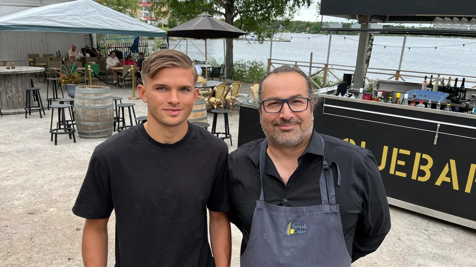 Barchefen Max Ekholm och krögaren Stefano Basagni på Oljebaren i Kvicksund.