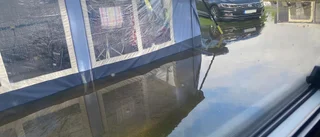 Campingen översvämmad efter regnet