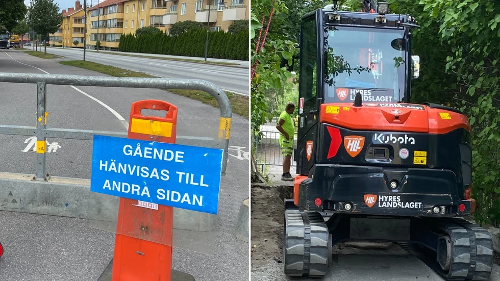 Södertäljevägens breda gång- och cykelbana nedanför resecentrum kommer att vara avstängd så länge som grävarbetet pågår.