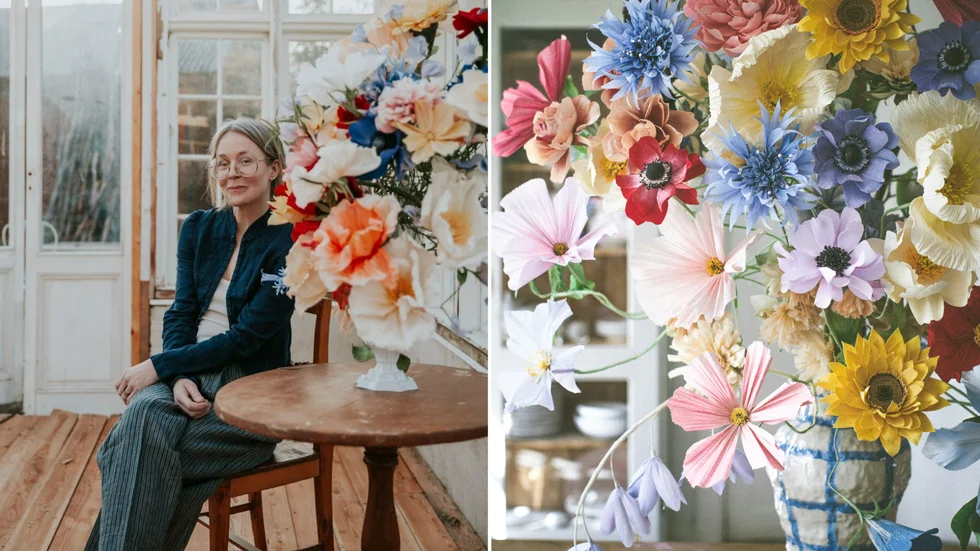 Sofia Vusir Janssons pappersblommor har blivit kända i hela Europa. De kommer att pryda scenen på Katrineholmsgalan.