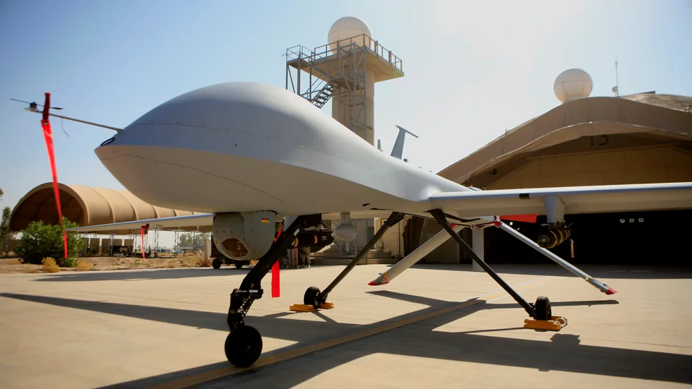 En amerikansk så kallad Reaper-drönare av en tidigare, mindre modell i Irak 2007.