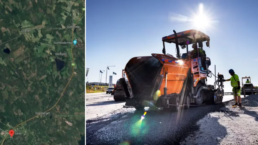 E4 söder om Skellefteå stängs av på grund av ett vägarbete.