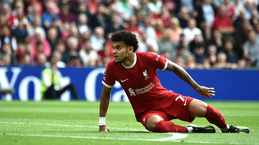 Liverpools Luis Díaz trodde att han hade gett sitt lag ledningen. Arkivbild.