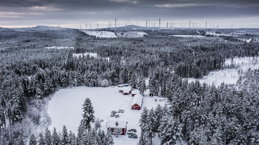 Det konkurshotade Markbygden Ett har beviljats rekonstruktion men åläggs att betala nära 2,9 miljarder kronor i kompensation till den norska industrikoncernen Hydro. Nu ska parken med 179 vindkraftverk utanför Piteå säljas. (Arkivbild)