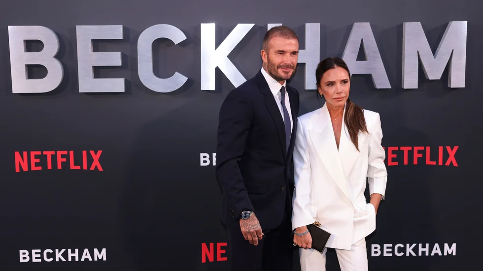 David Beckham och Victoria Beckham bjuder på skratt i dokumentärserien "Beckham". Arkivbild.