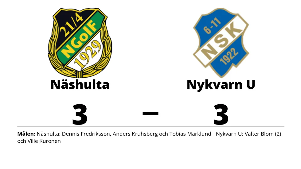 Näshulta GoIF U spelade lika mot Nykvarns SK U
