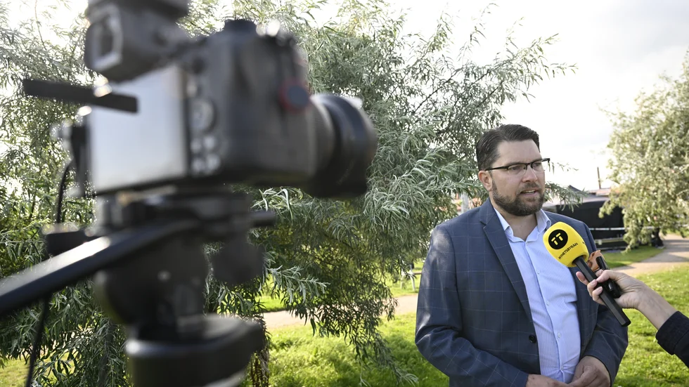 Sverigedemokraternas partiledare Jimmie Åkesson höll sommartal i Sölvesborg på lördagen.